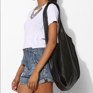 Large Baggu black leather shopper tote